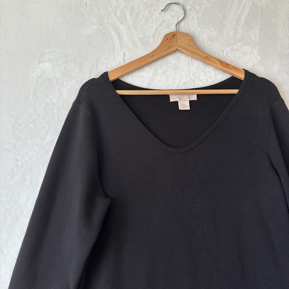 Rachel Parcell womens black v neck long sleeve Knit Sweater Dress size large - Picture 3 of 10